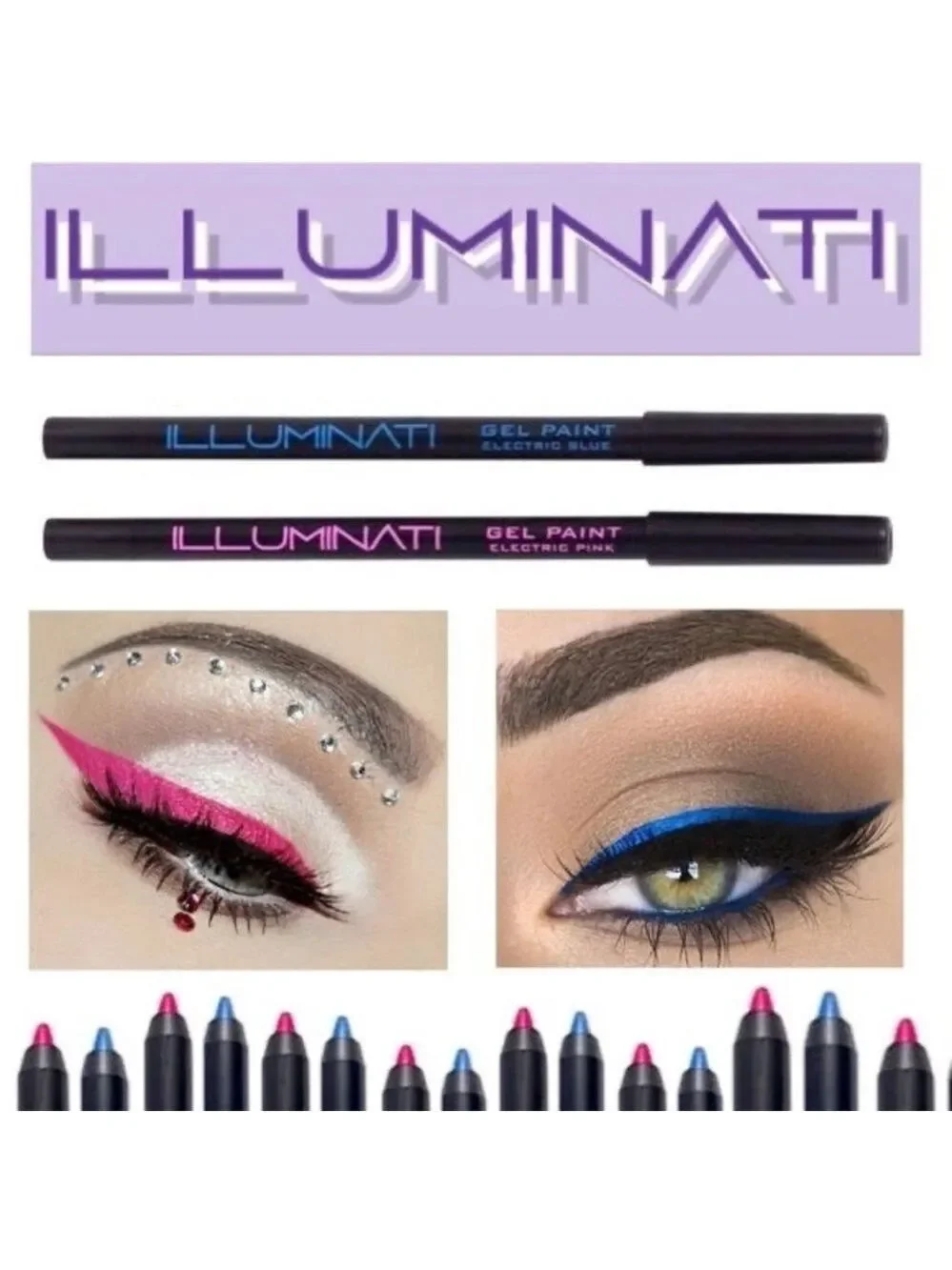 New/Sealed Illuminati Gel Paint Eyeliner Set in Electric Pink & Electric Blue